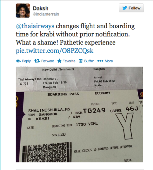 I tweeted to Thai Airways with a picture of my boarding pass and the ticket originally issued. 
